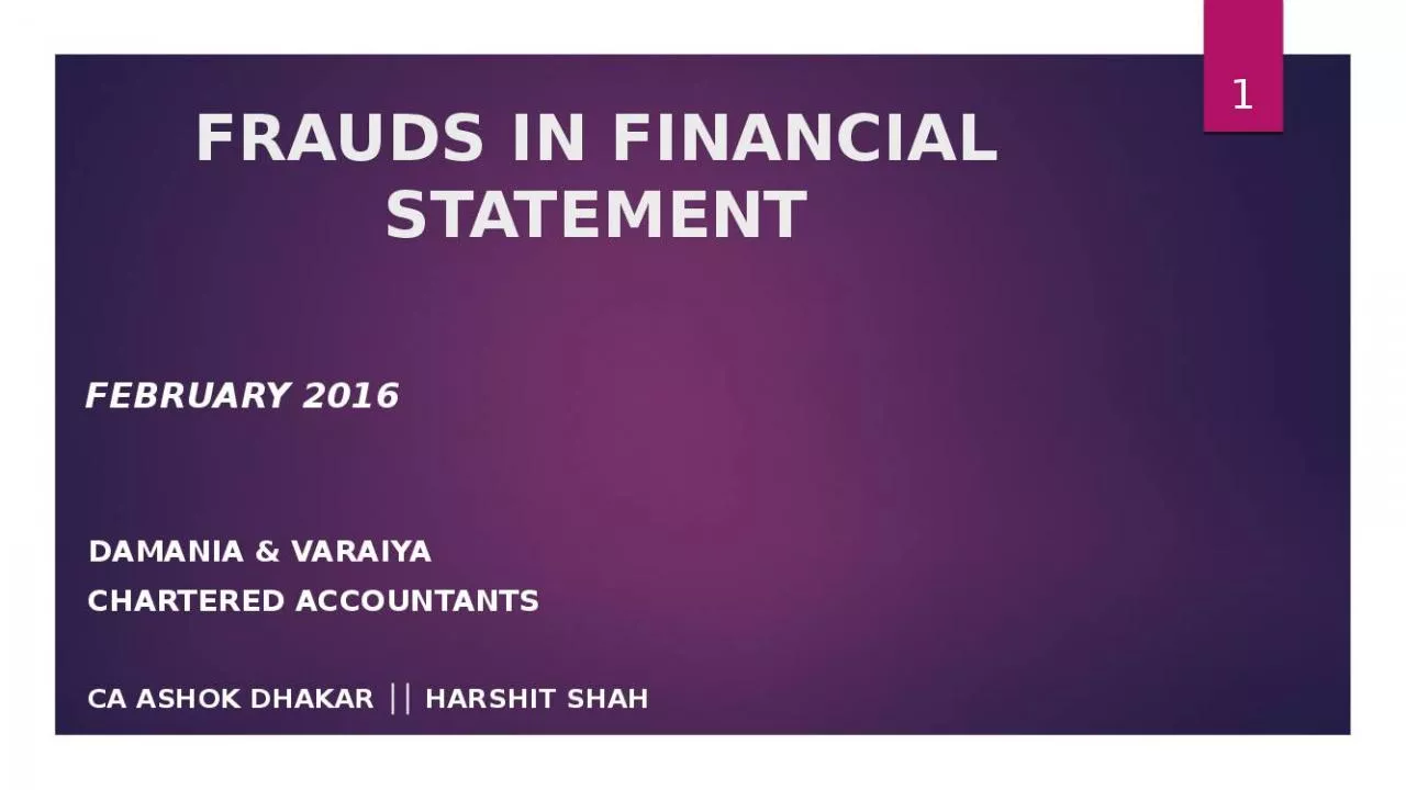 PPT-FRAUDS IN FINANCIAL STATEMENT