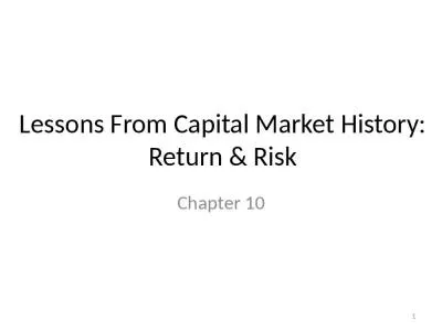 Lessons From Capital Market History: Return & Risk