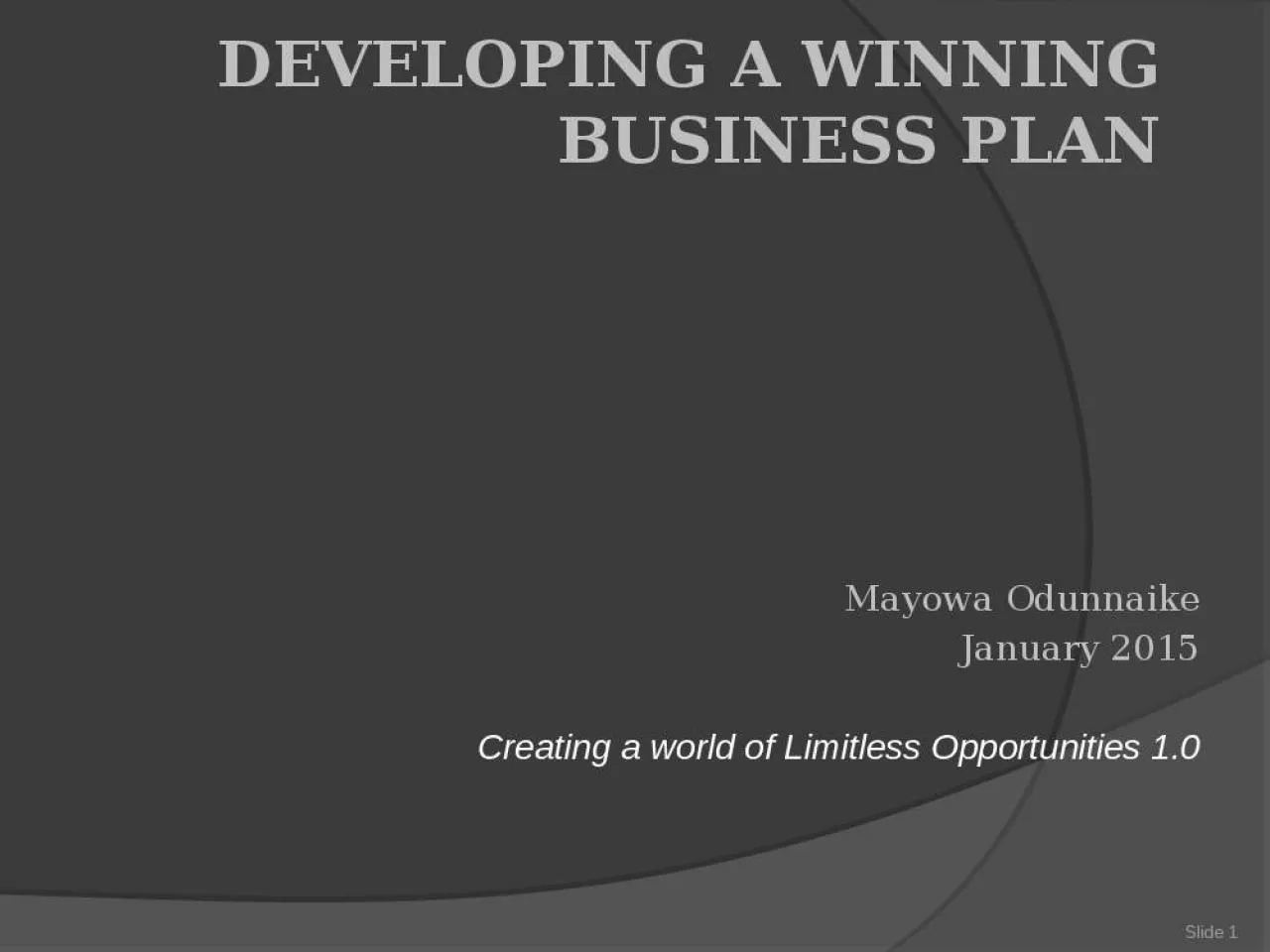 PPT-DEVELOPING A WINNING BUSINESS PLAN