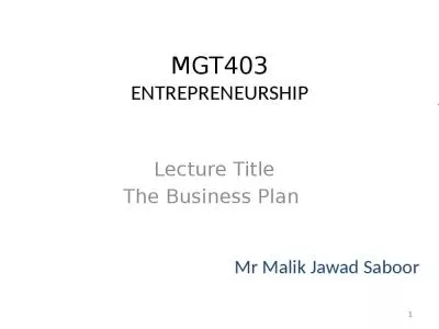 MGT403  ENTREPRENEURSHIP