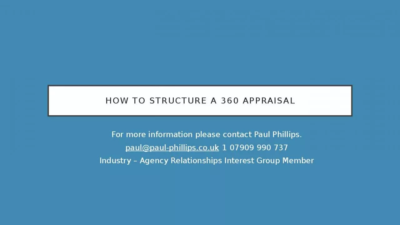 PPT-HOW TO STRUCTURE A 360 APPRAISAL