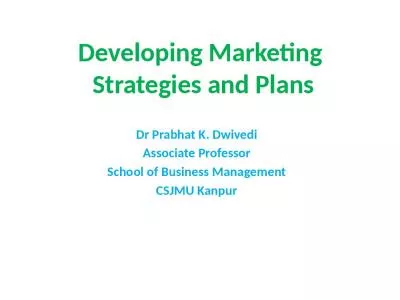 Developing Marketing  Strategies and Plans