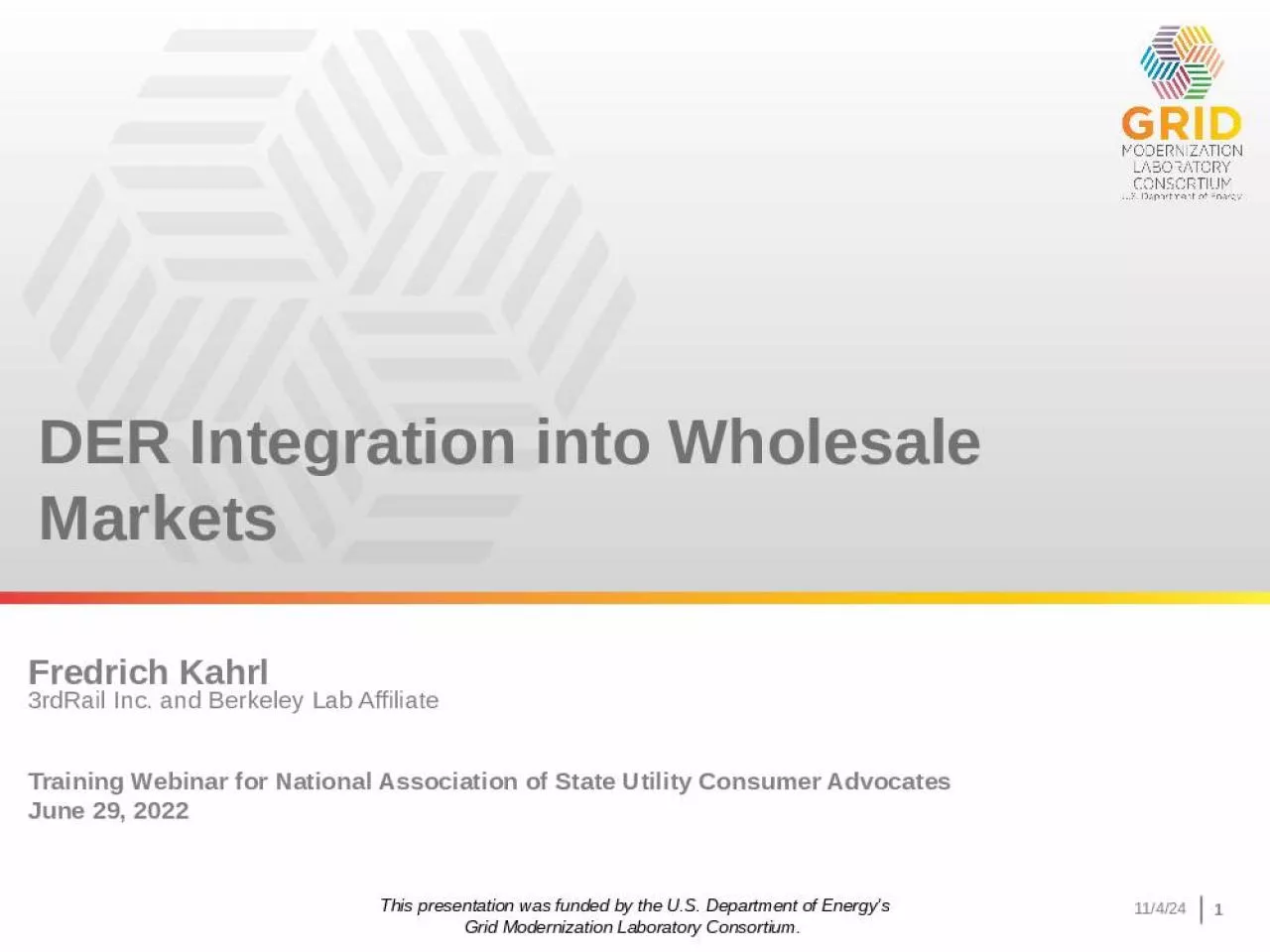 PPT-DER Integration into Wholesale Markets