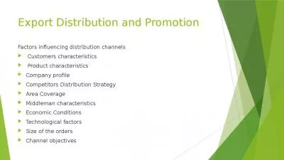 Export Distribution and Promotion