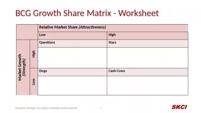 BCG Growth Share Matrix - Worksheet