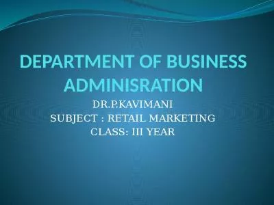 DEPARTMENT OF BUSINESS ADMINISRATION