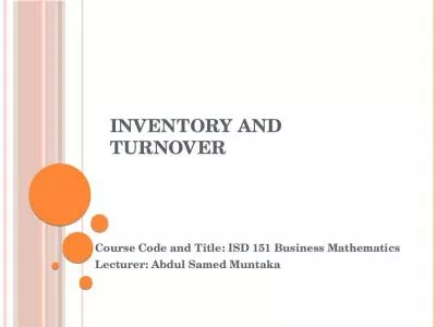 Inventory and turnover