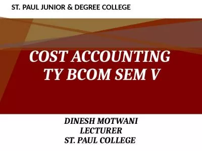 COST ACCOUNTING  TY BCOM SEM V