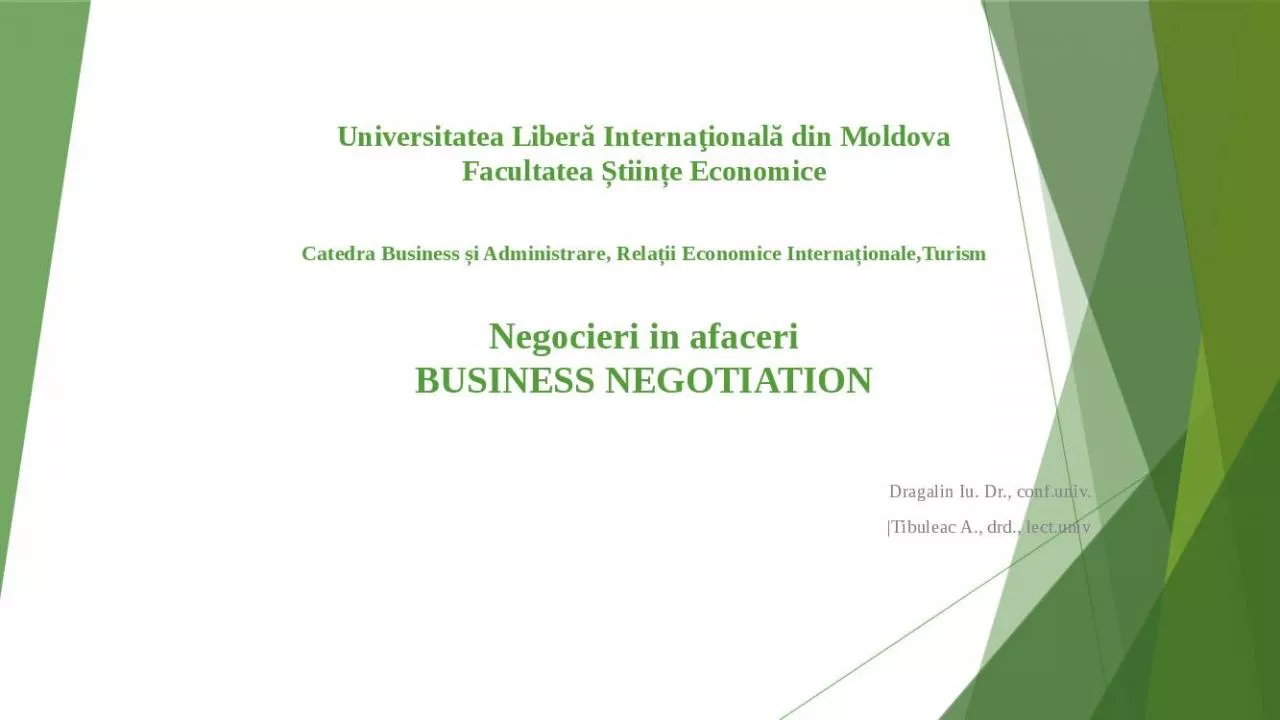 PPT-Universitatea Liber Interna ional din Moldova Facultatea tiin e Economice Catedra