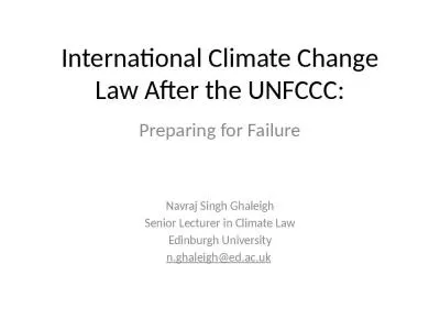 International Climate Change Law After the UNFCCC: