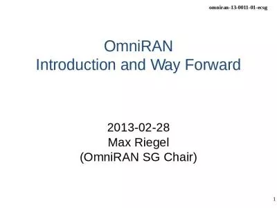 OmniRAN Introduction and Way Forward