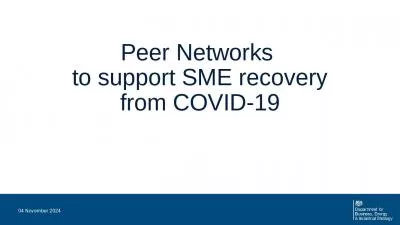 Peer Networks  to support SME recovery from COVID-19