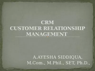 CRM CUSTOMER RELATIONSHIP MANAGEMENT