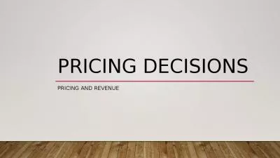 Pricing decisions