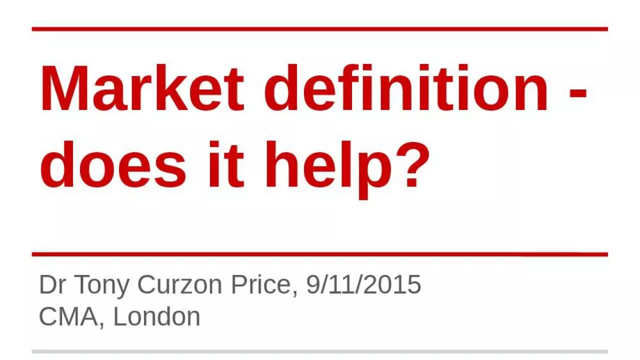 PPT-Market definition - does it help?