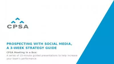 PROSPECTING WITH SOCIAL MEDIA,  A 3-WEEK strategy GUIDE