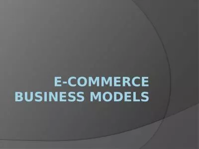 E-COMMERCE BUSINESS MODELS