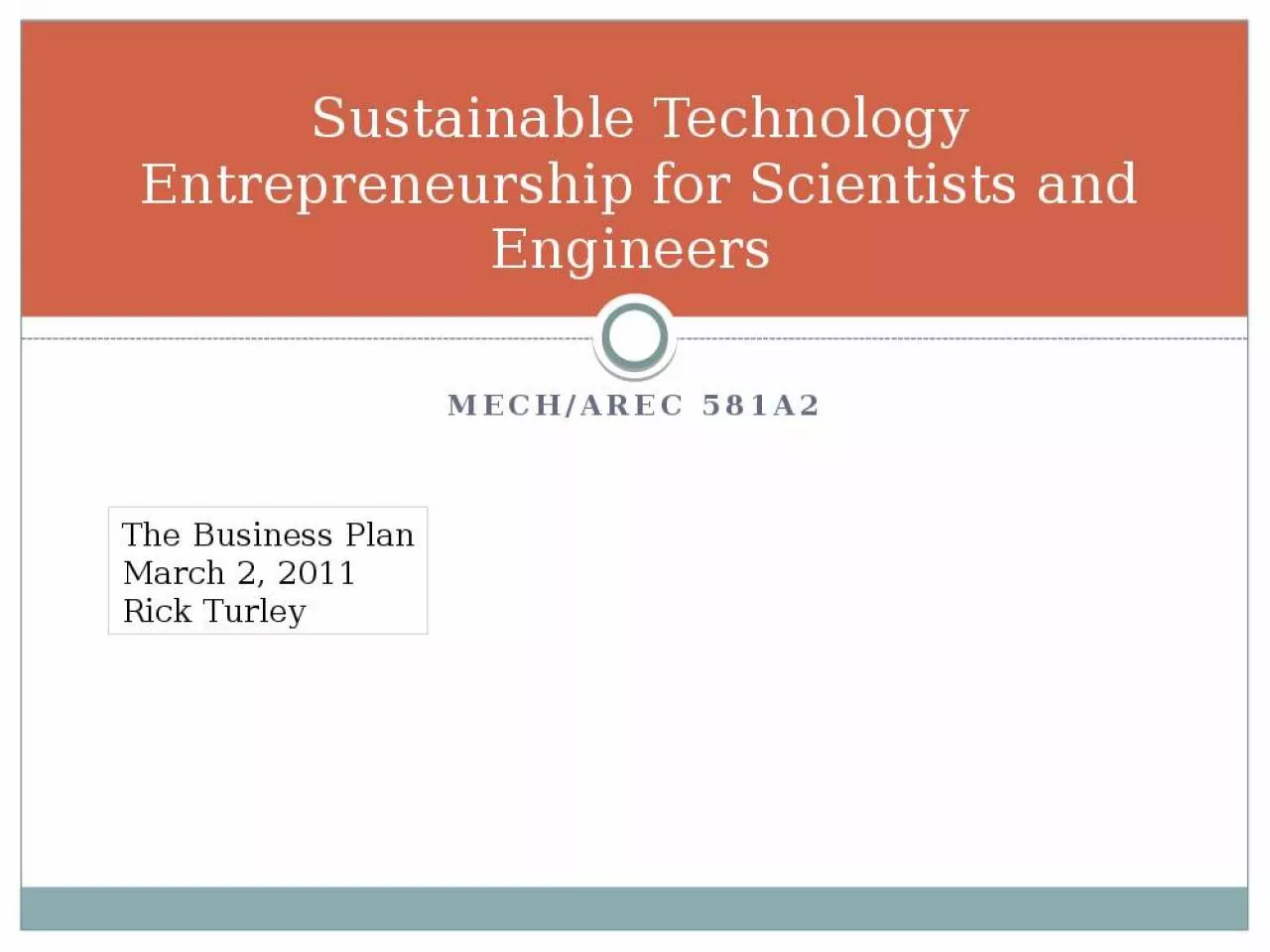 PPT-Sustainable Technology Entrepreneurship for Scientists and Engineers