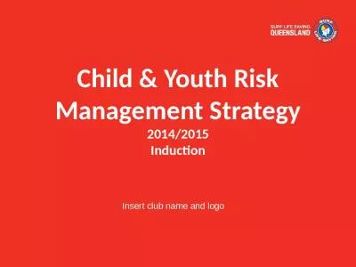 Child & Youth Risk Management Strategy 2014/2015 Induction