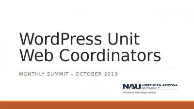 WordPress Unit Web Coordinators