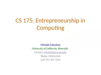 CS 175: Entrepreneurship in Computing