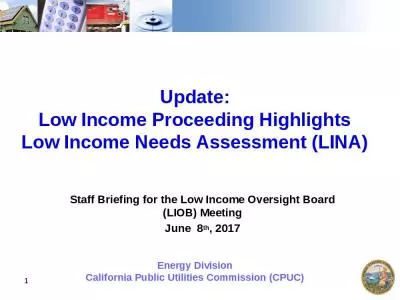 Update: Low Income Proceeding Highlights Low Income Needs Assessment (LINA)