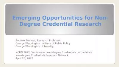 Emerging Opportunities for Non-Degree Credential Research