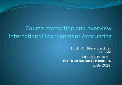 Course motivation and overview International Management Accounting