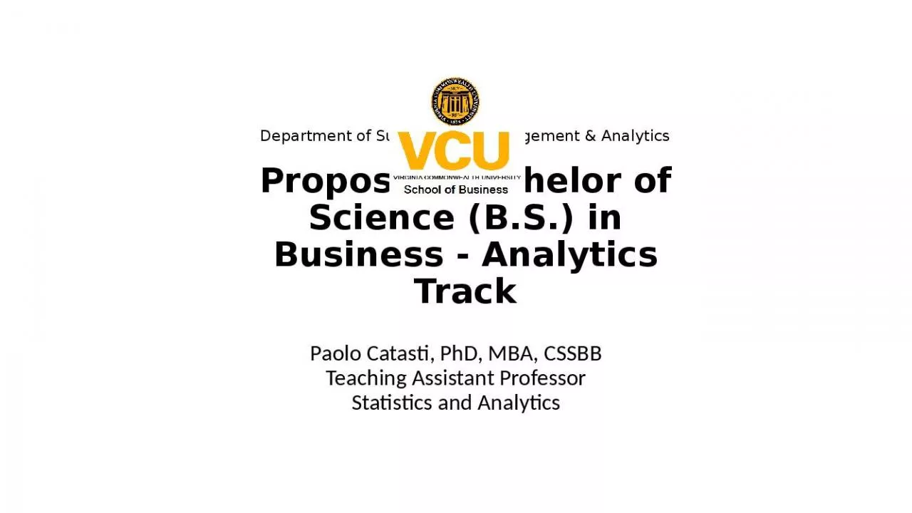 PPT-Department of Supply Chain Management & Analytics Proposed Bachelor of Science (B.S.)