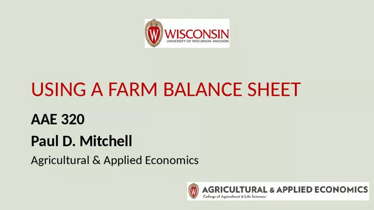 PPT-Using a Farm Balance Sheet