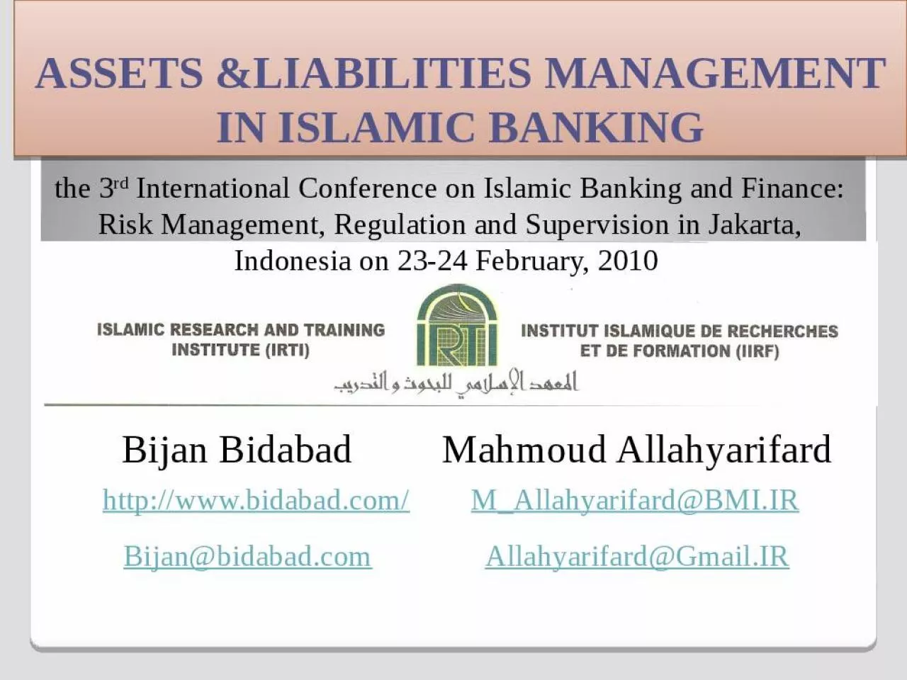 PPT-Assets &Liabilities Management in Islamic Banking