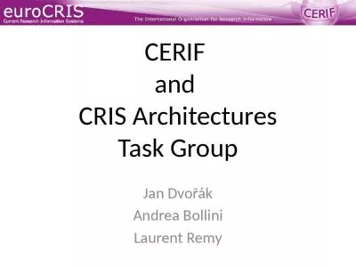 CERIF  and  CRIS Architectures Task Group