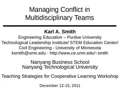 Managing Conflict in  Multidisciplinary Teams