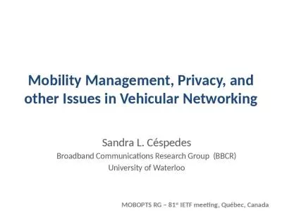 Mobility Management, Privacy, and other Issues in Vehicular Networking