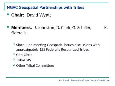 NGAC Geospatial Partnerships with Tribes