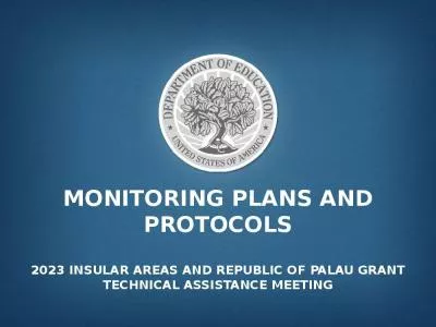 Monitoring plans and Protocols 2023 insular areas and republic of palau grant technical