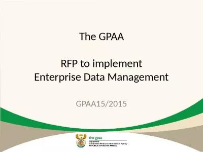 The GPAA RFP to implement Enterprise Data Management