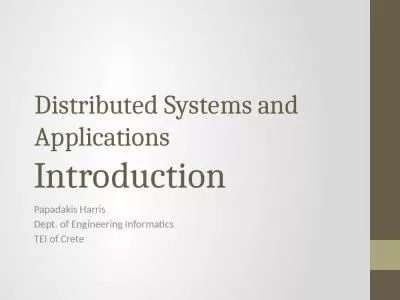 Distributed Systems and Applications Introduction