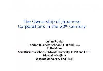 The Ownership of Japanese Corporations in the 20th Century