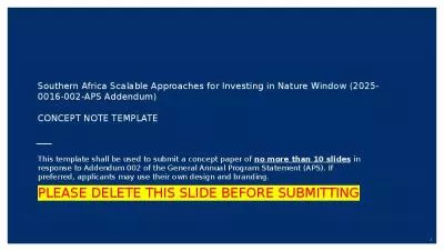 Southern Africa Scalable Approaches for Investing in Nature Window (2025-0016-002-APS Addendum) CONCEPT NOTE TEMPLATE