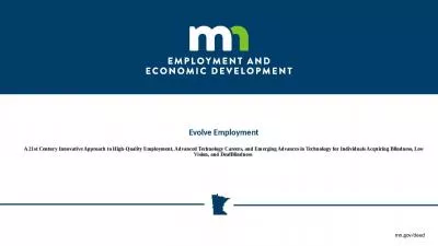 Evolve Employment  A 21st Century Innovative Approach to High-Quality Employment, Advanced