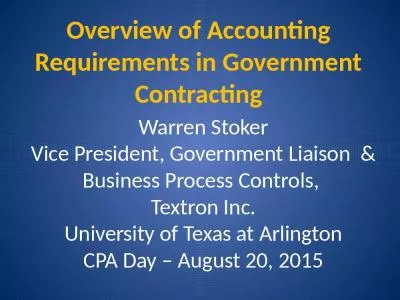 Overview of Accounting Requirements in Government Contracting