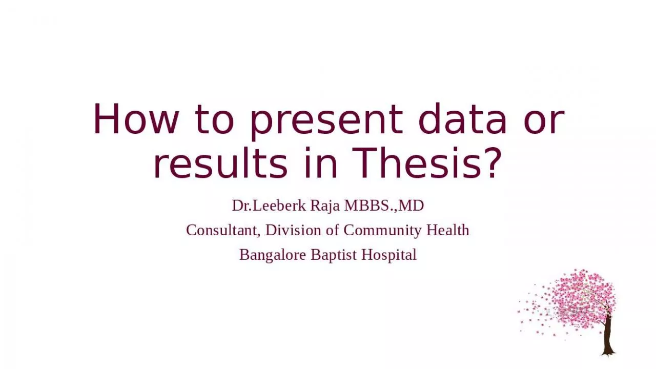 PPT-How to present data or results in Thesis?