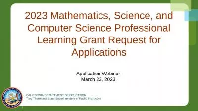 2023 Mathematics, Science, and Computer Science Professional Learning Grant Request for