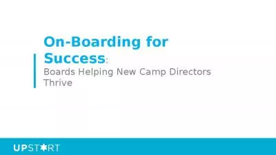 On-Boarding for Success: Boards Helping New Camp Directors Thrive