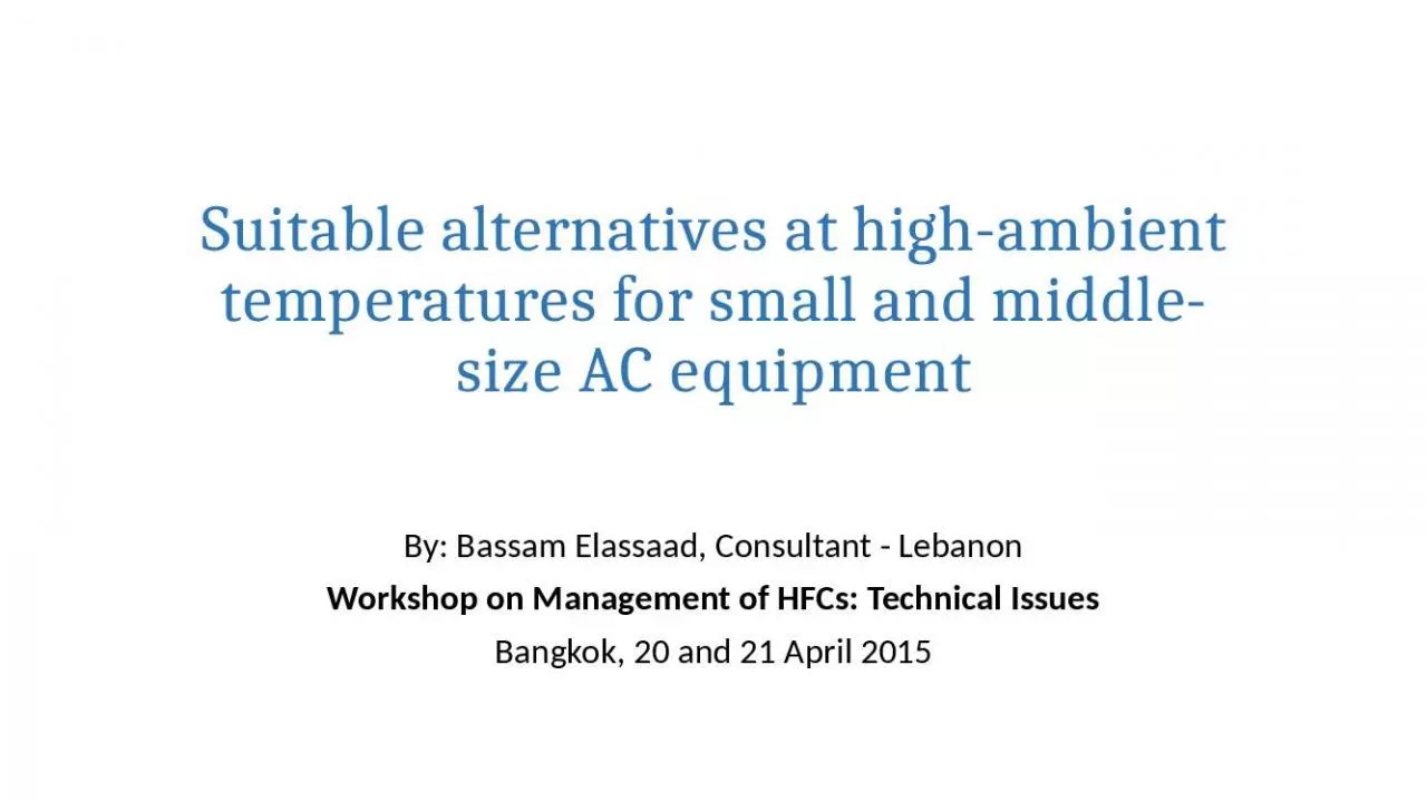 PPT-Suitable alternatives at high-ambient temperatures for small and middle-size AC equipment