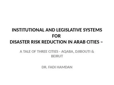 Institutional and Legislative systems FOR  disaster risk reduction in arab cities