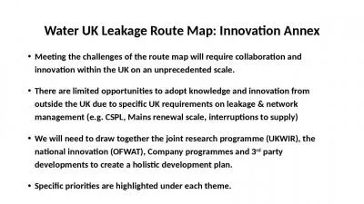 Water UK Leakage Route Map: Innovation Annex