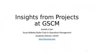 Insights from Projects at GSCM