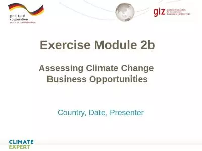 Exercise Module 2b   Assessing Climate Change  Business Opportunities